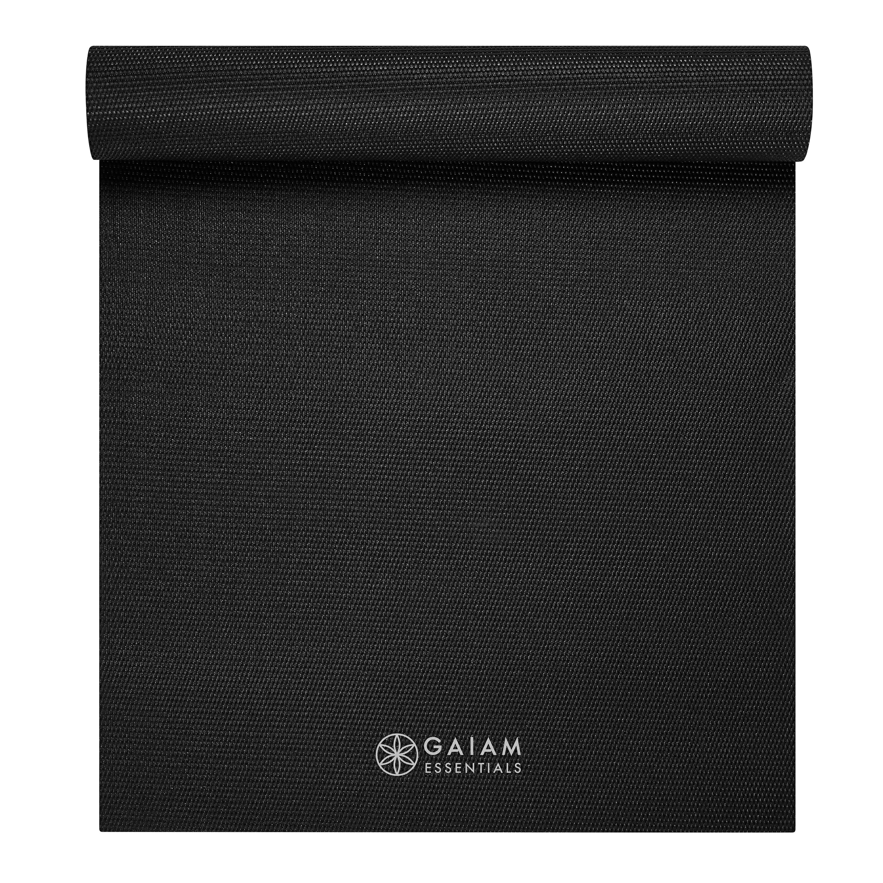 Gaiam Essentials Yoga Mat Black top rolled